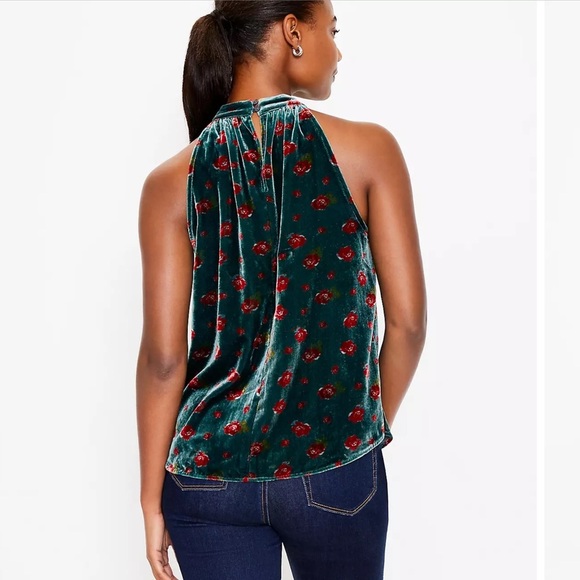 LOFT Floral Shirred Halter Top NEW - Picture 3 of 9